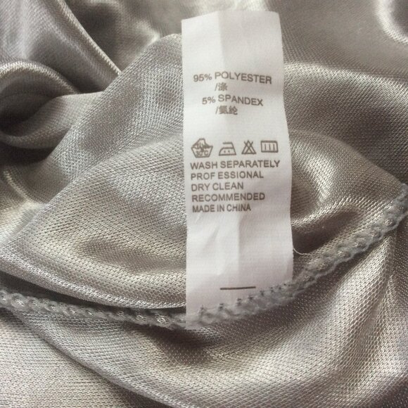 Babydoll Silver Metallic Satin Coquette Y2K Slip Dress Medium - Picture 3 of 3